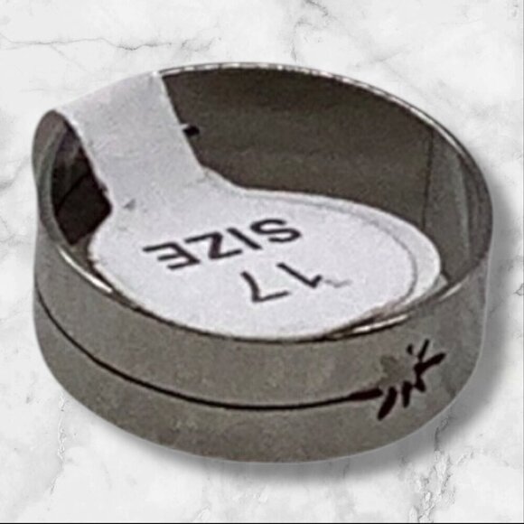 Sunburst Design Stainless Steel Band Ring Unisex Sliver Tone Size 7 - Picture 2 of 5